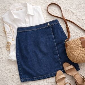 LOFT Dark Blue Denim Mini Skirt